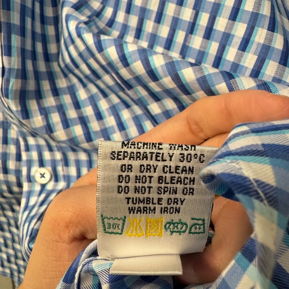 Bugatchi classic fit blue checkered shirt xxl - Picture 4 of 5